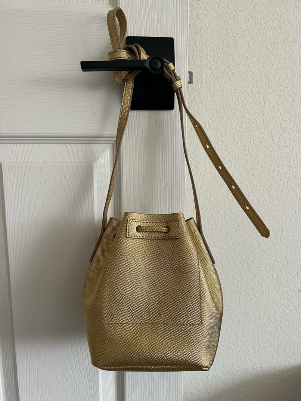J. Crew Gold Drawstring Bucket Bag with Tassels - Picture 2 of 11